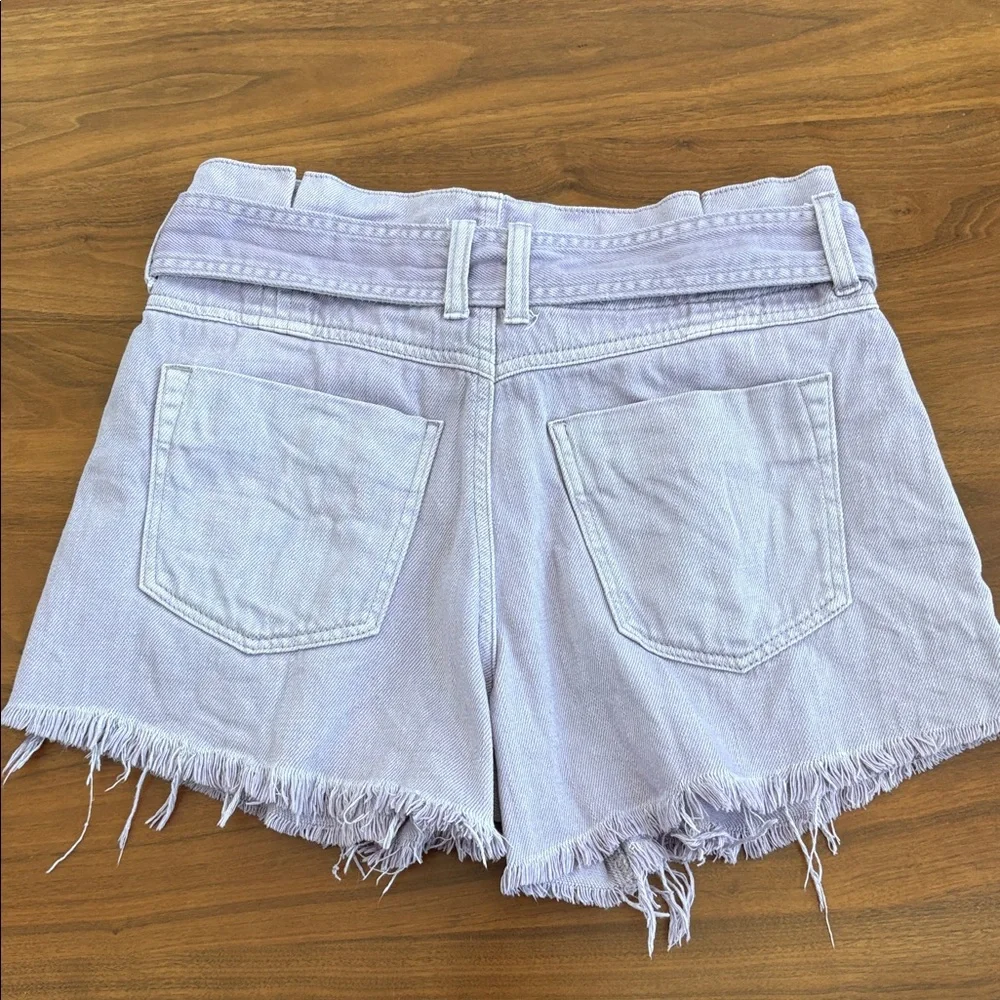 Free People See You Sometime High Waisted Belted Cut Off Shorts Lilac Purple XS